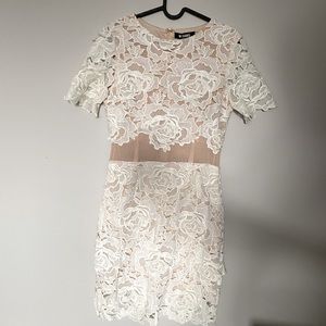 Missguided // Nude & White Lace Dress